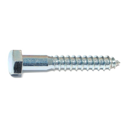 Midwest Fastener Lag Screw, 3/8 in, 2-1/2 in, Steel, Zinc Plated Hex Hex Drive, 12 PK 35024